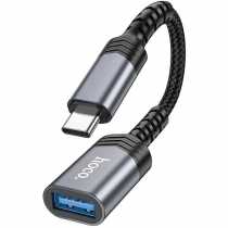 Кабель-перехідник USB-A to Type-C OTG B HOCO UA24  Metal Gray