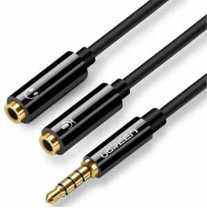 Аудіо кабель розгалужувач UGREEN AV141 3.5mm 0.1m Black (UGR-30620)